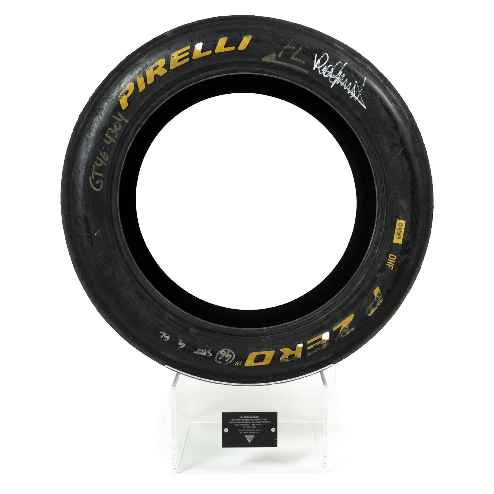 LOT 104 – Valentino Rossi 2024 BMW M4 GT3 Signed Race Winning Fanatec GT World Challenge 1 Pirelli Front Tyre