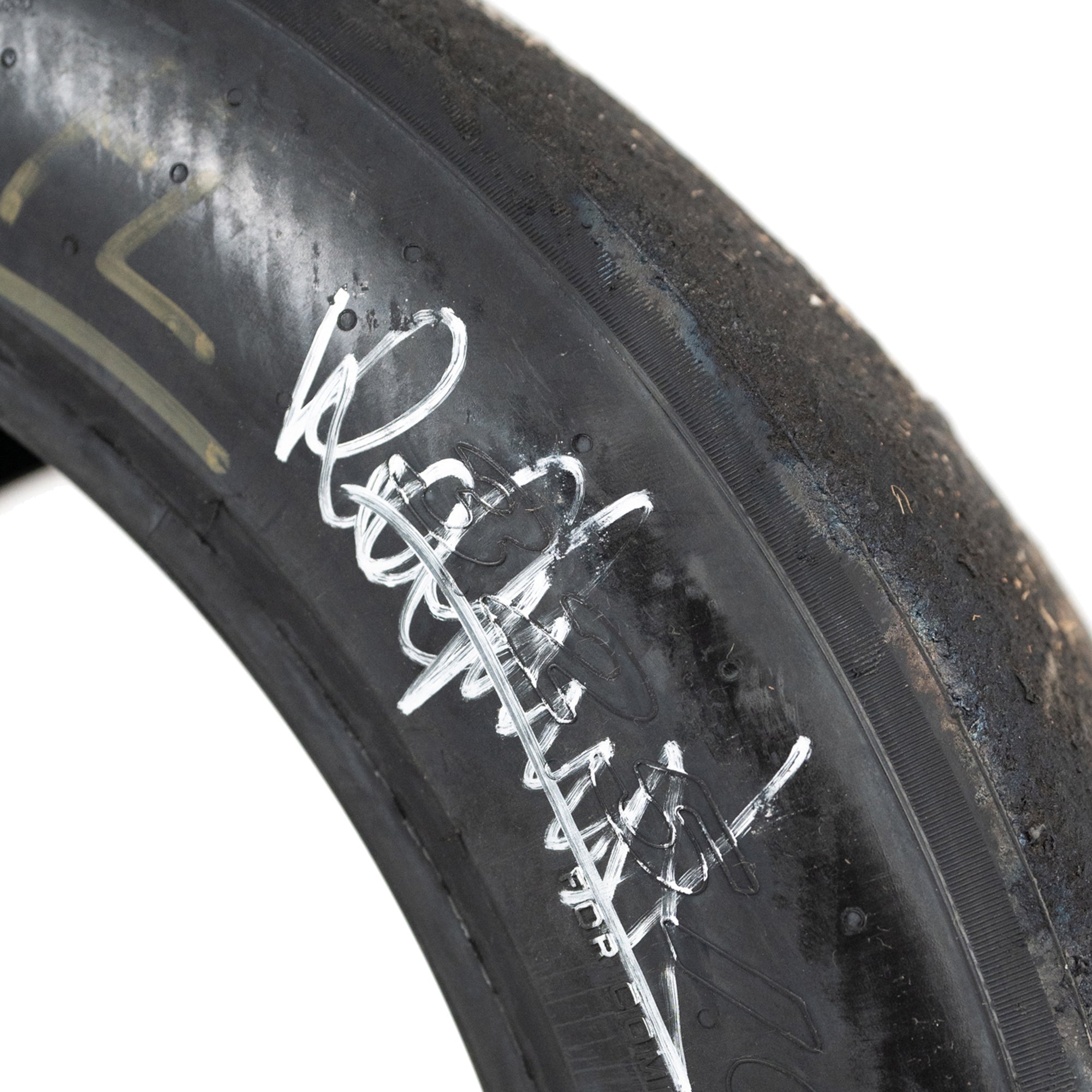 LOT 105 – Valentino Rossi 2024 Signed & Used Fanatec GT World Challenge Europe Race 1 Pirelli Rear Tyre
