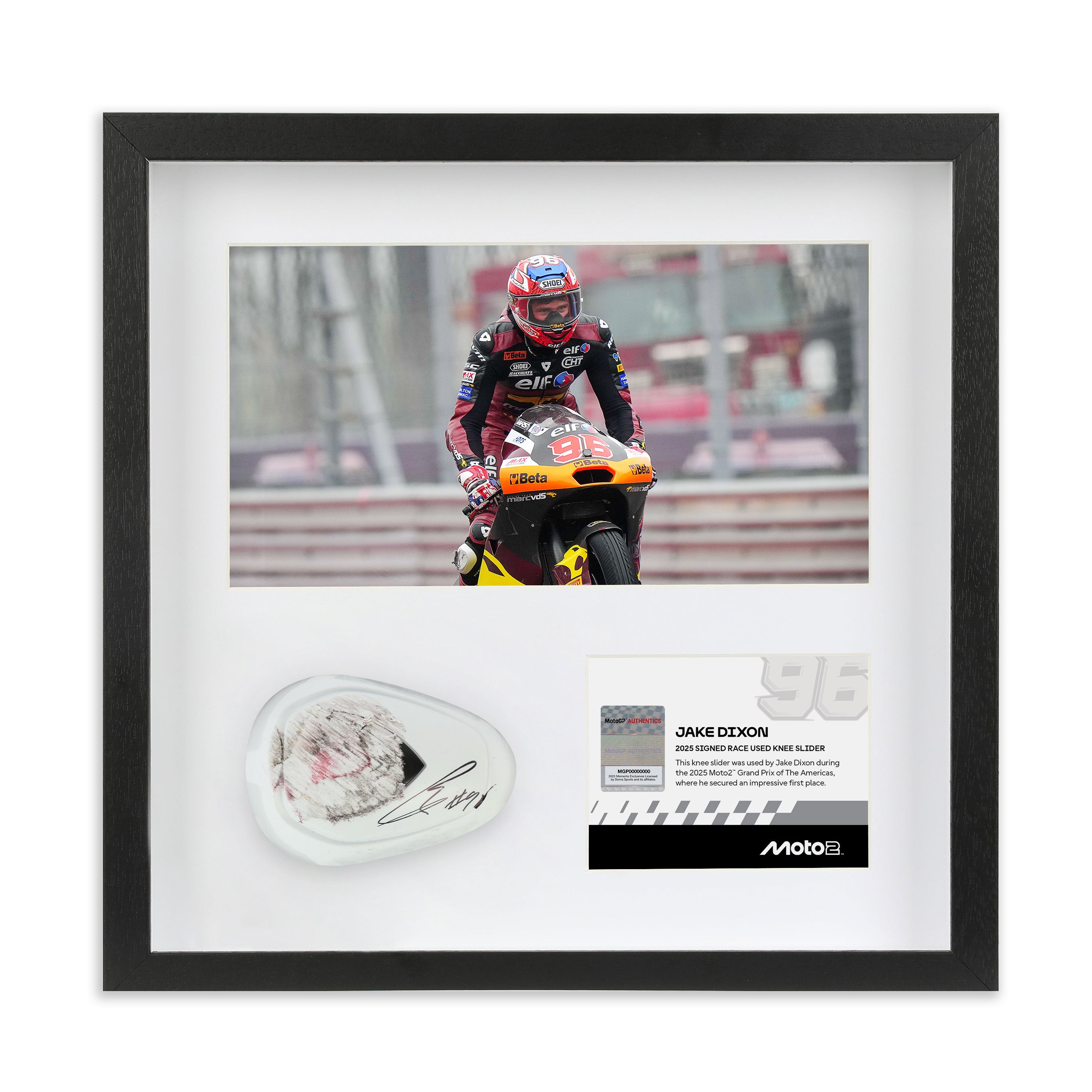 Jake Dixon Signed Knee Slider – 2025 Americas GP Win