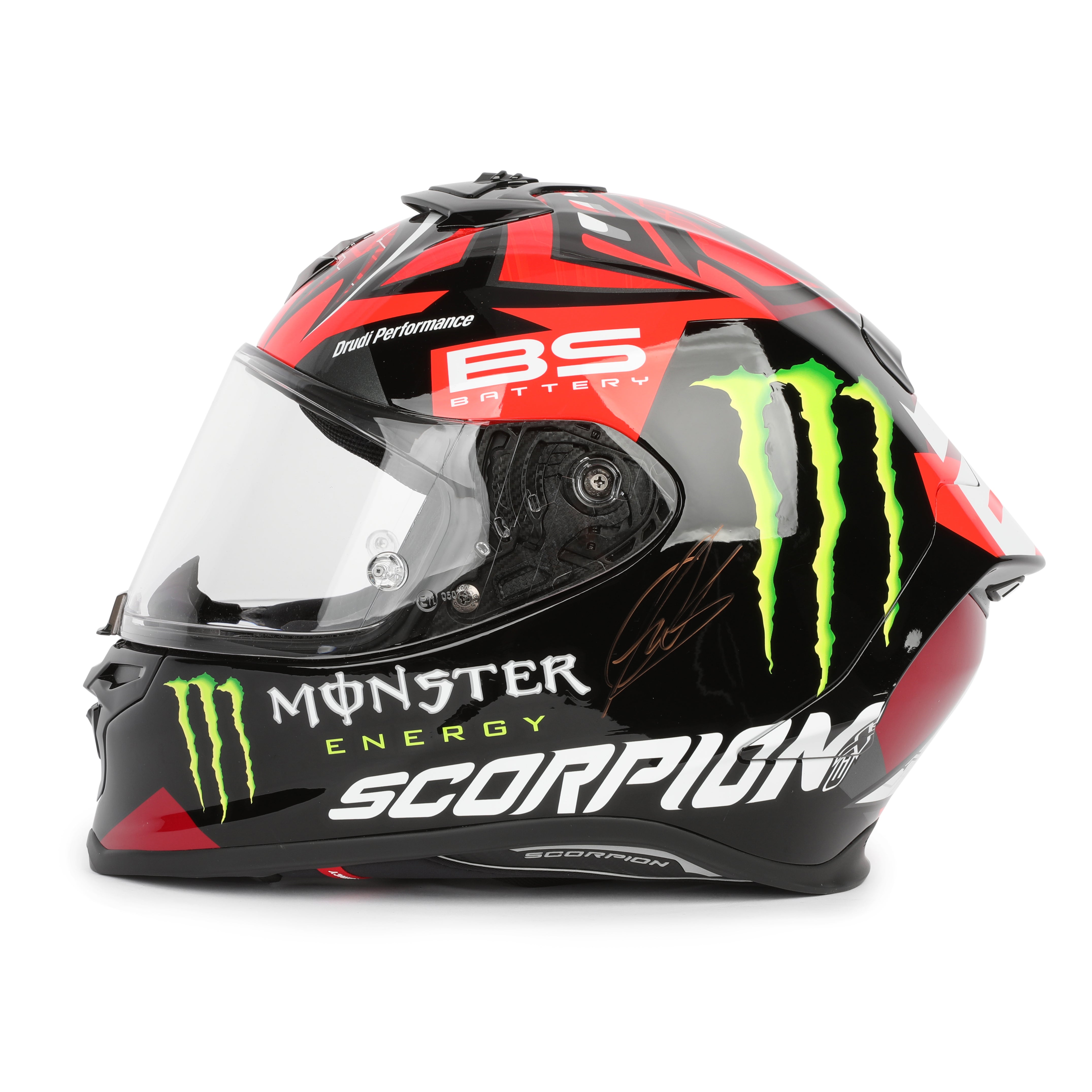 LOT 041 - Fabio Quartararo Signed Scorpion Exo-r1 Air Fabio Monster Signed Helmet