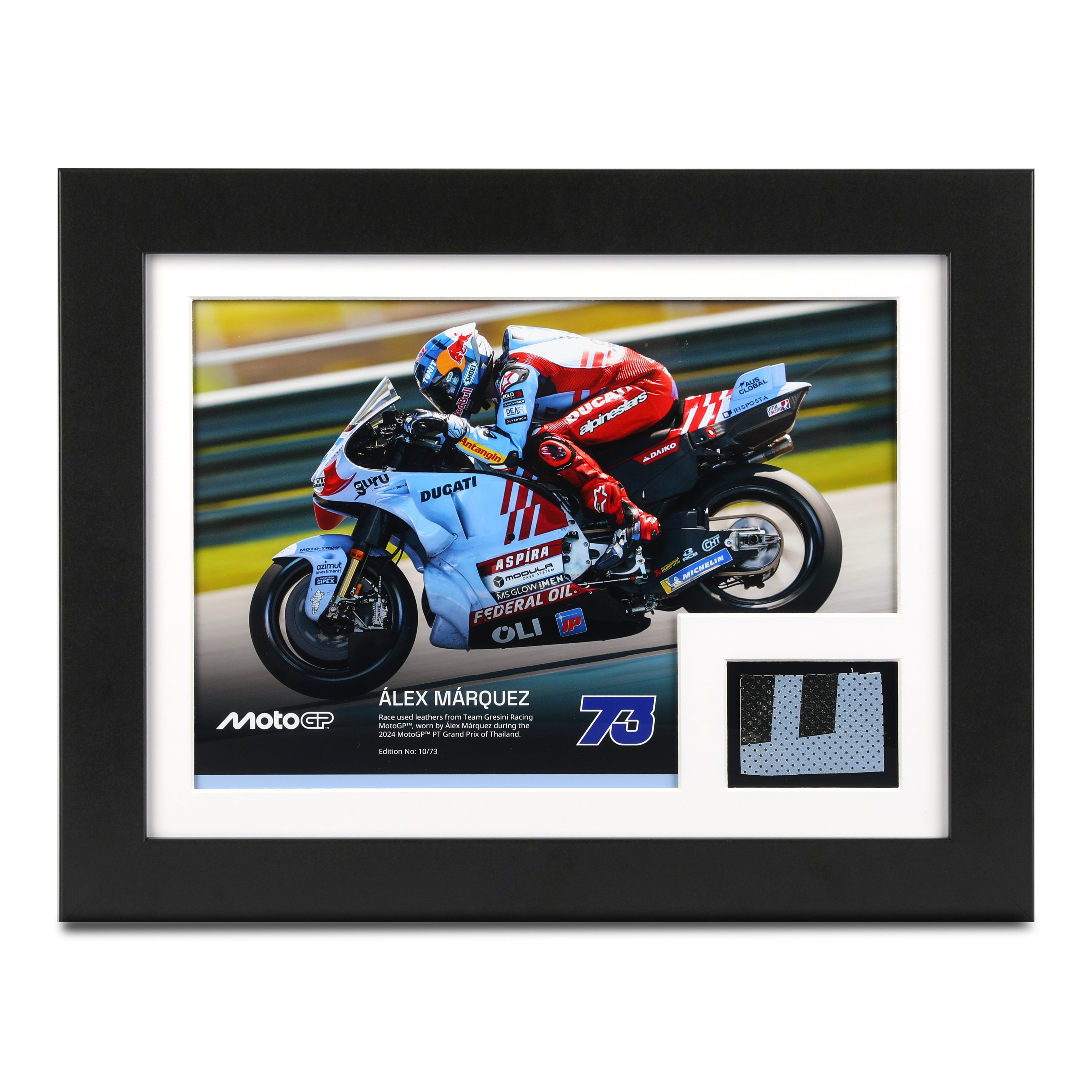 Alex Marquez MotoGP™ Used Leathers & Photo - Thai GP - Limited Edition of 73