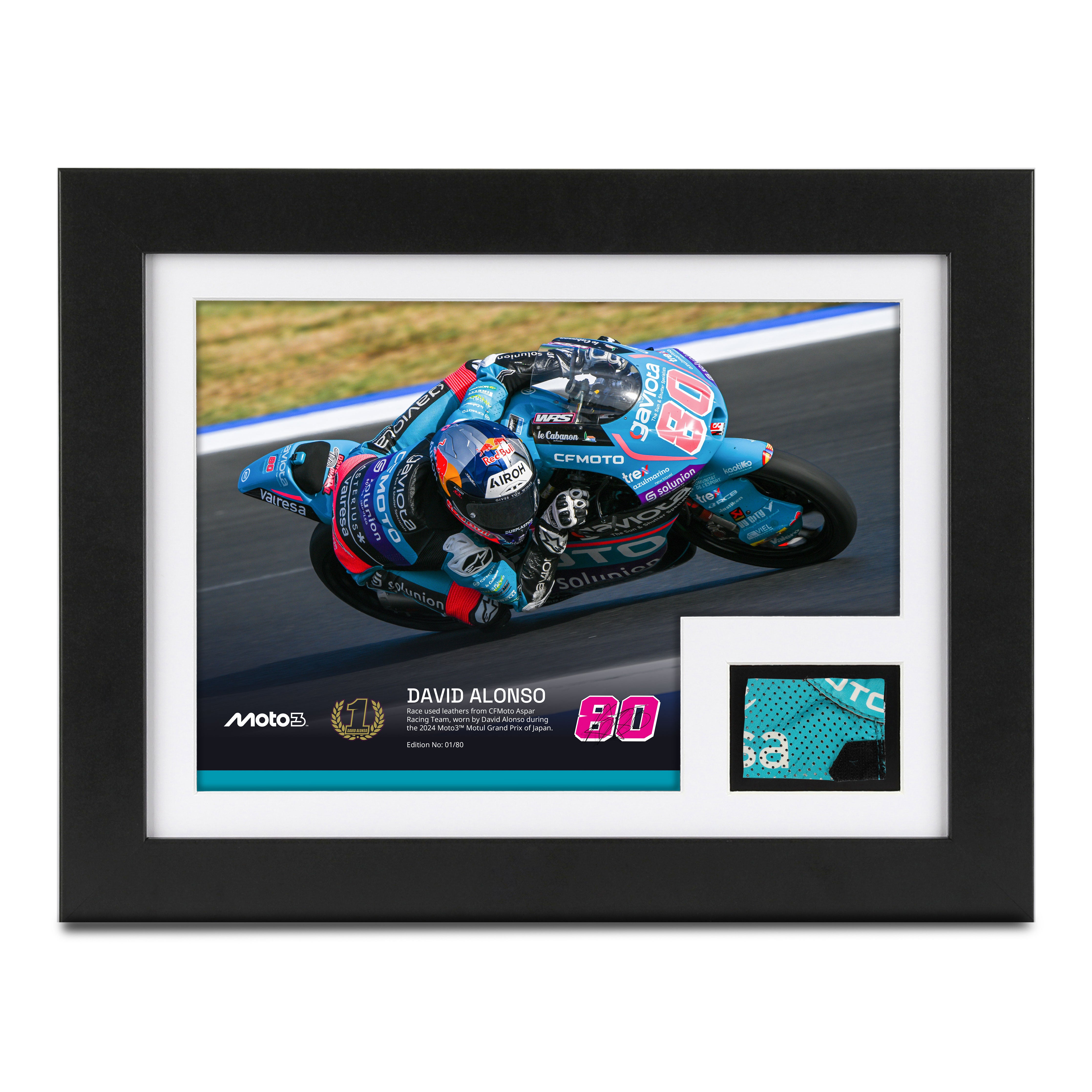 David Alonso Moto3™ Used Leather and Photo - Japanese GP 2024 - Only 80 Available