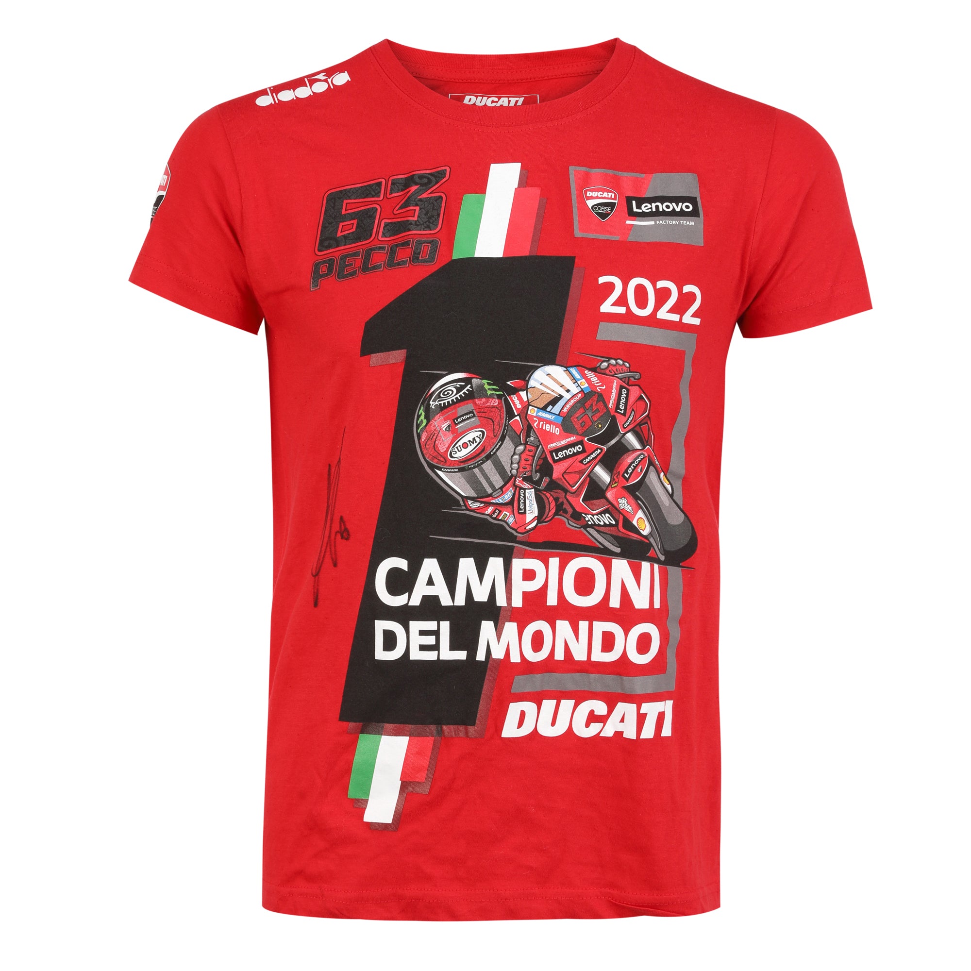 Francesco Bagnaia 2022  Ducati MotoGP Team World Championship Signed T-shirt