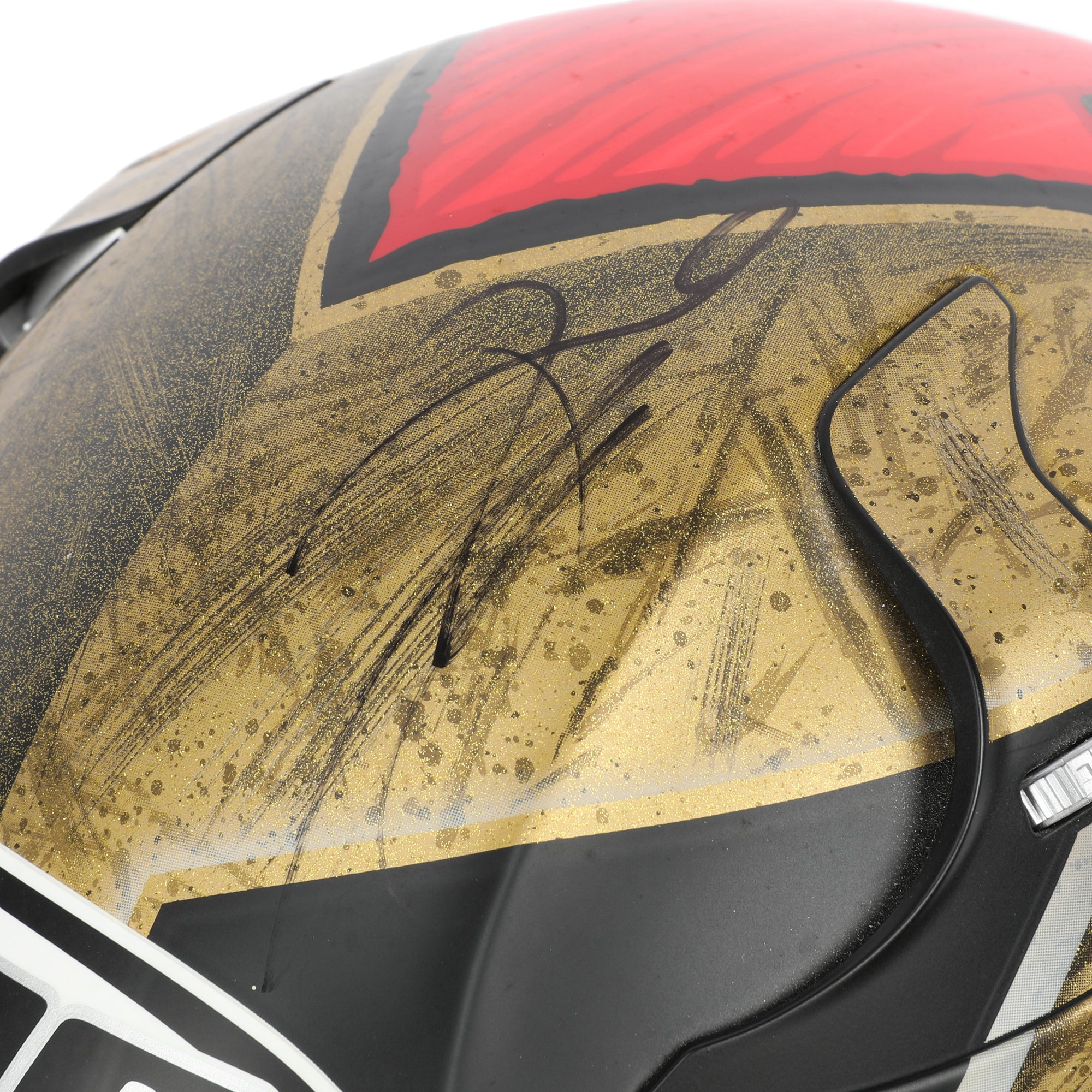 LOT 132 - Jorge Lorenzo Signed Full-Size Replica HJC RPHA 10 Pro Helmet - Gold Monster - 2015