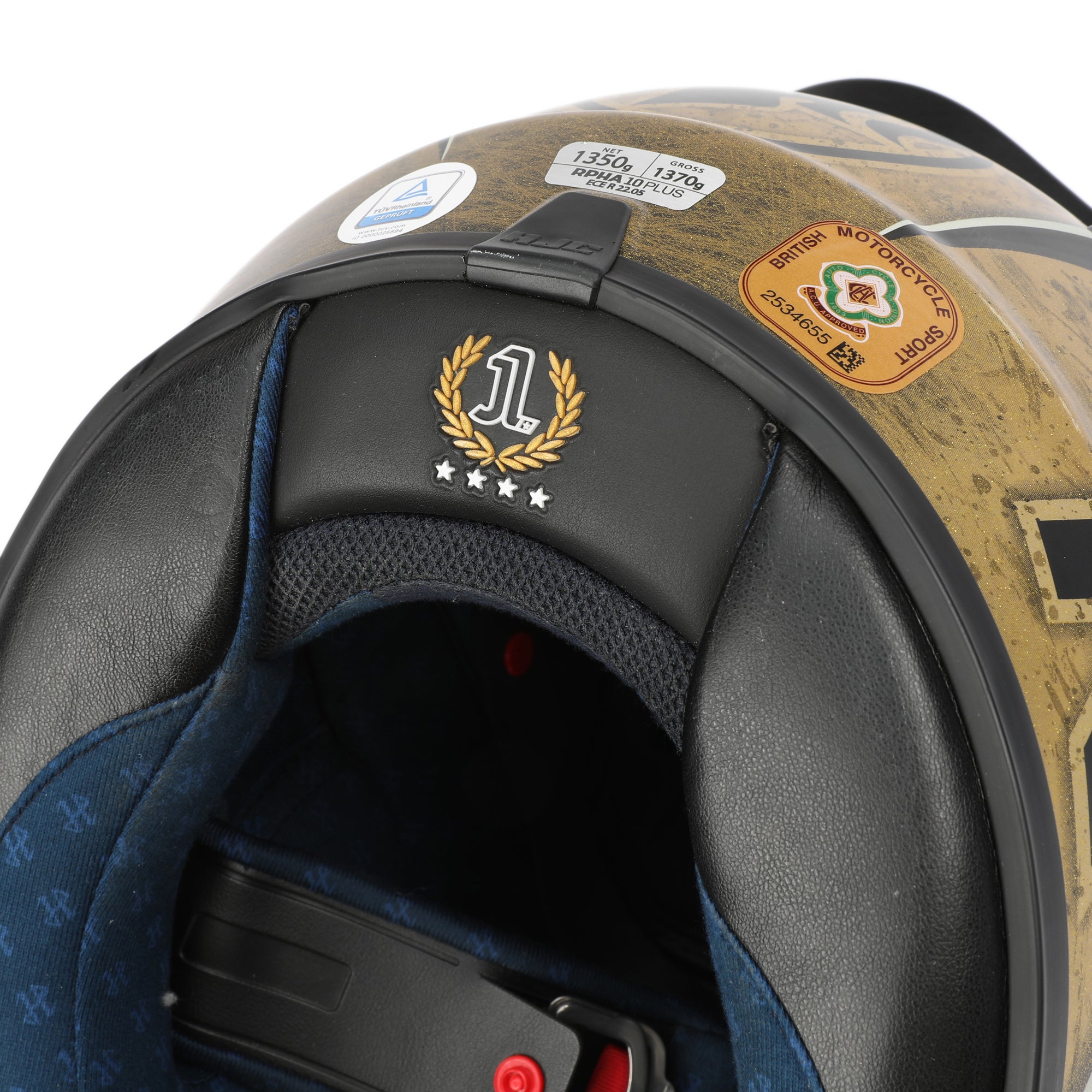 LOT 132 - Jorge Lorenzo Signed Full-Size Replica HJC RPHA 10 Pro Helmet - Gold Monster - 2015