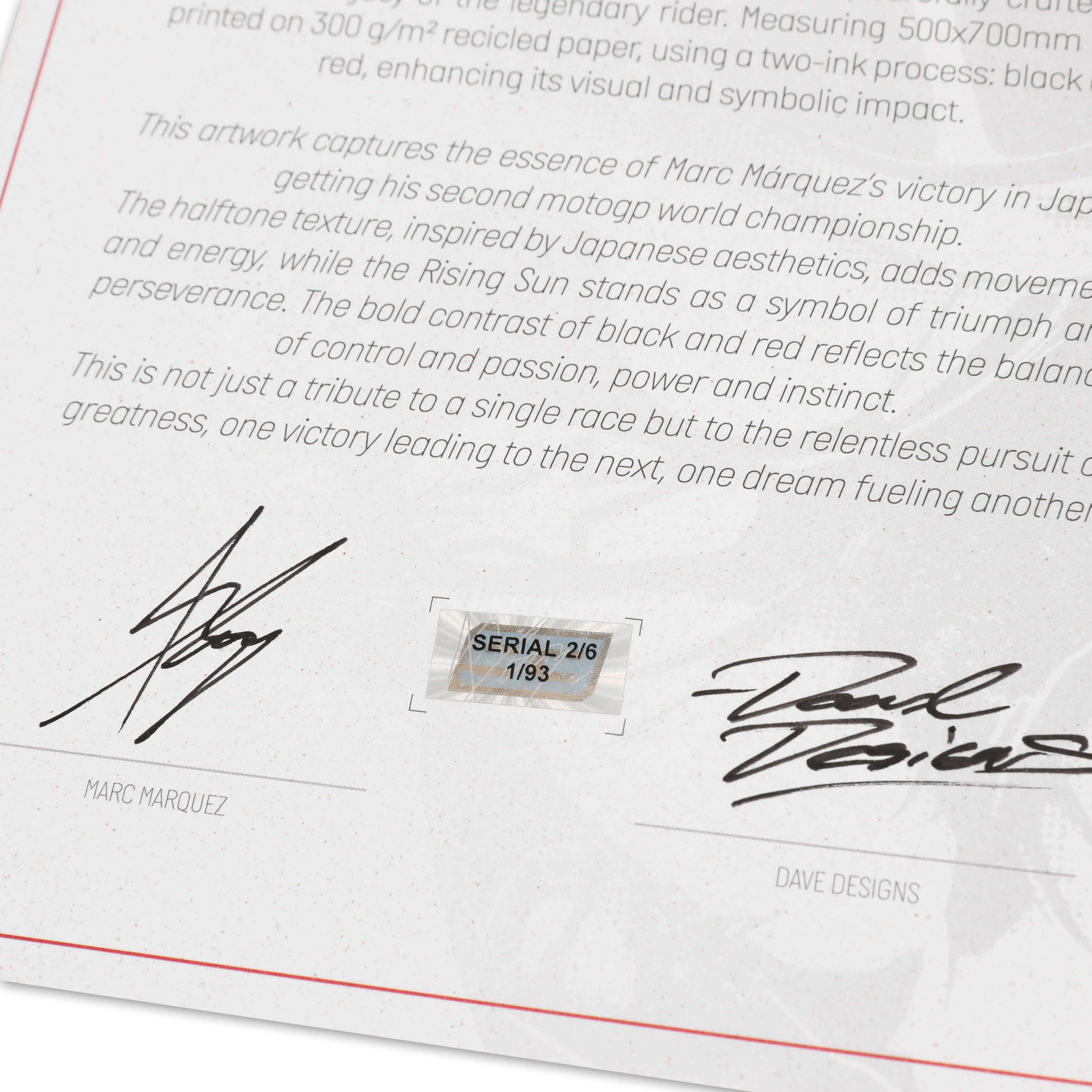 Impresión de título de edición limitada firmada por Marc Márquez de 2013 - MM93 x Dave Designs