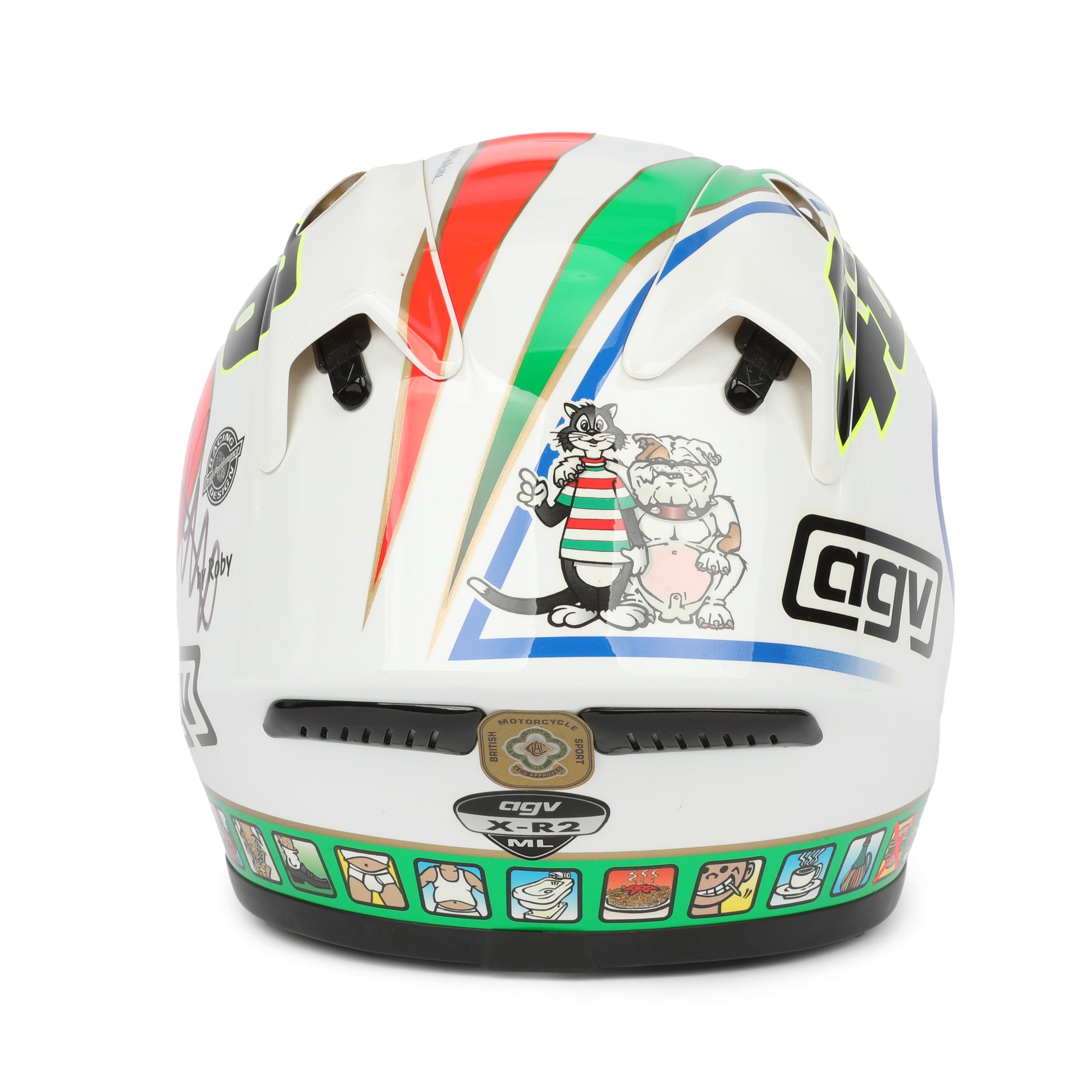 LOT 123 - Valentino Rossi Signed Full-Size Replica AGV XR2 Helmet - Mugello Icons - 2002