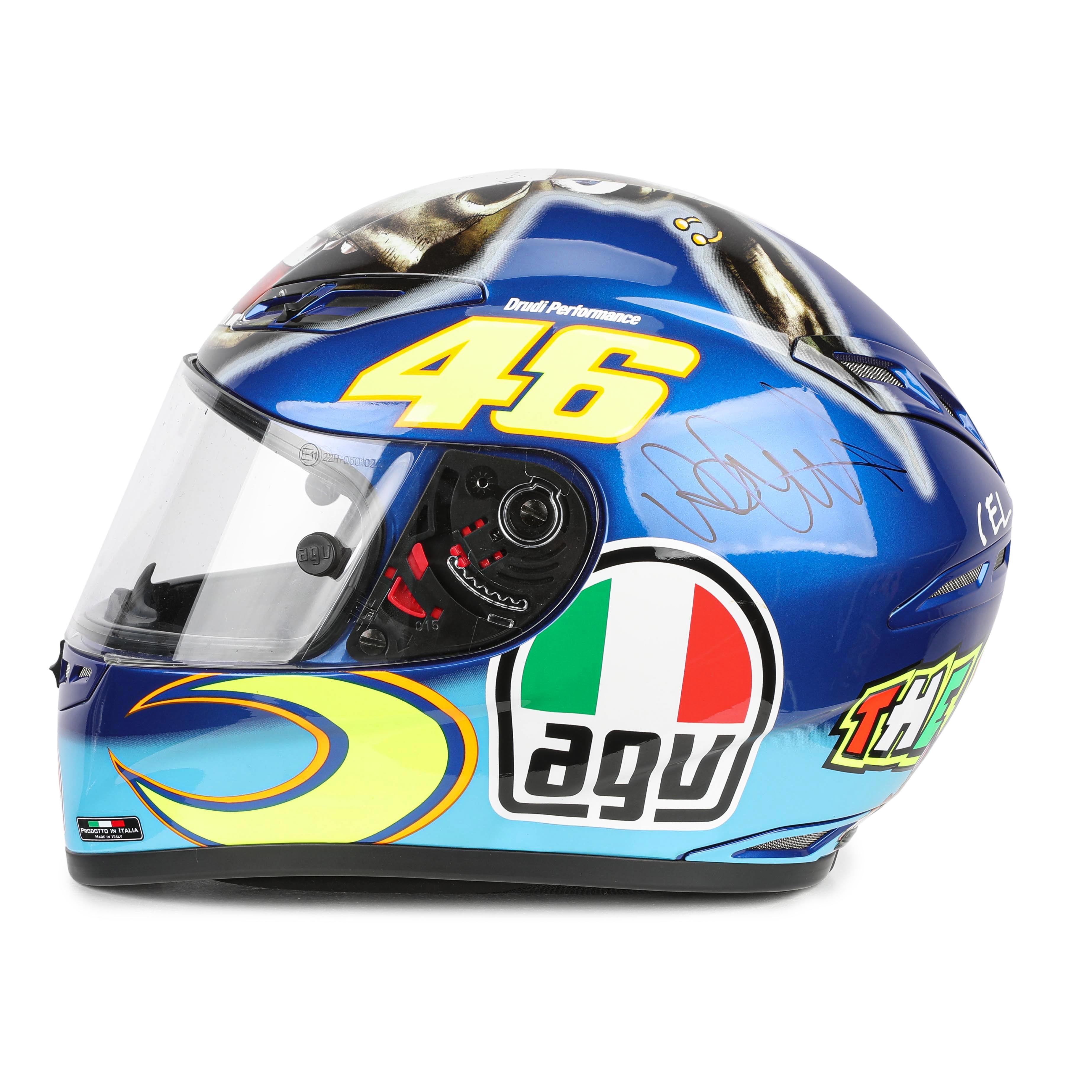 LOT 123 - Valentino Rossi Signed Full-Size Replica AGV GP Tech Helmet - Donkey - 2009