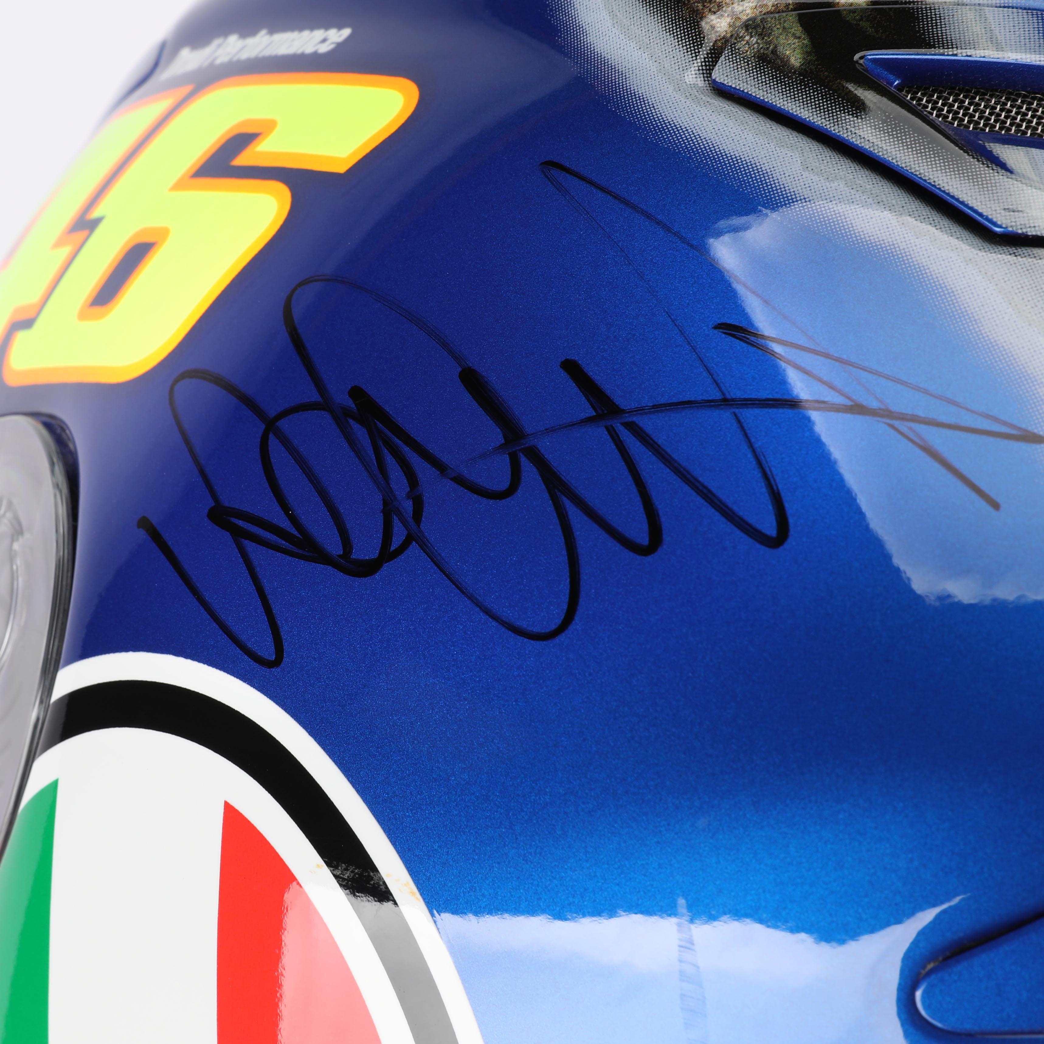 LOT 123 - Valentino Rossi Signed Full-Size Replica AGV GP Tech Helmet - Donkey - 2009