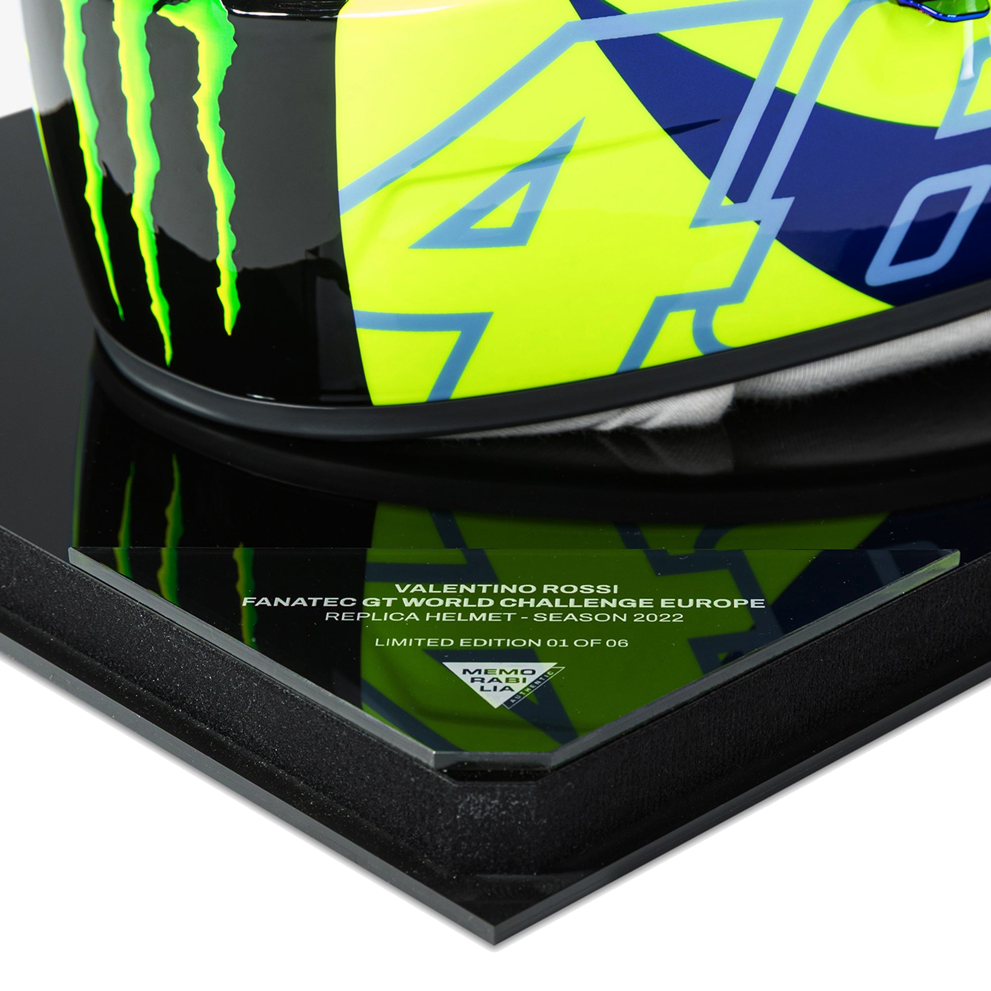 LOT 108 - VALENTINO ROSSI-SEASON 2022-FANATEC GT WORLD CHALLENGE EUROPE-HELMET-SINGED VISOR-REPLICA