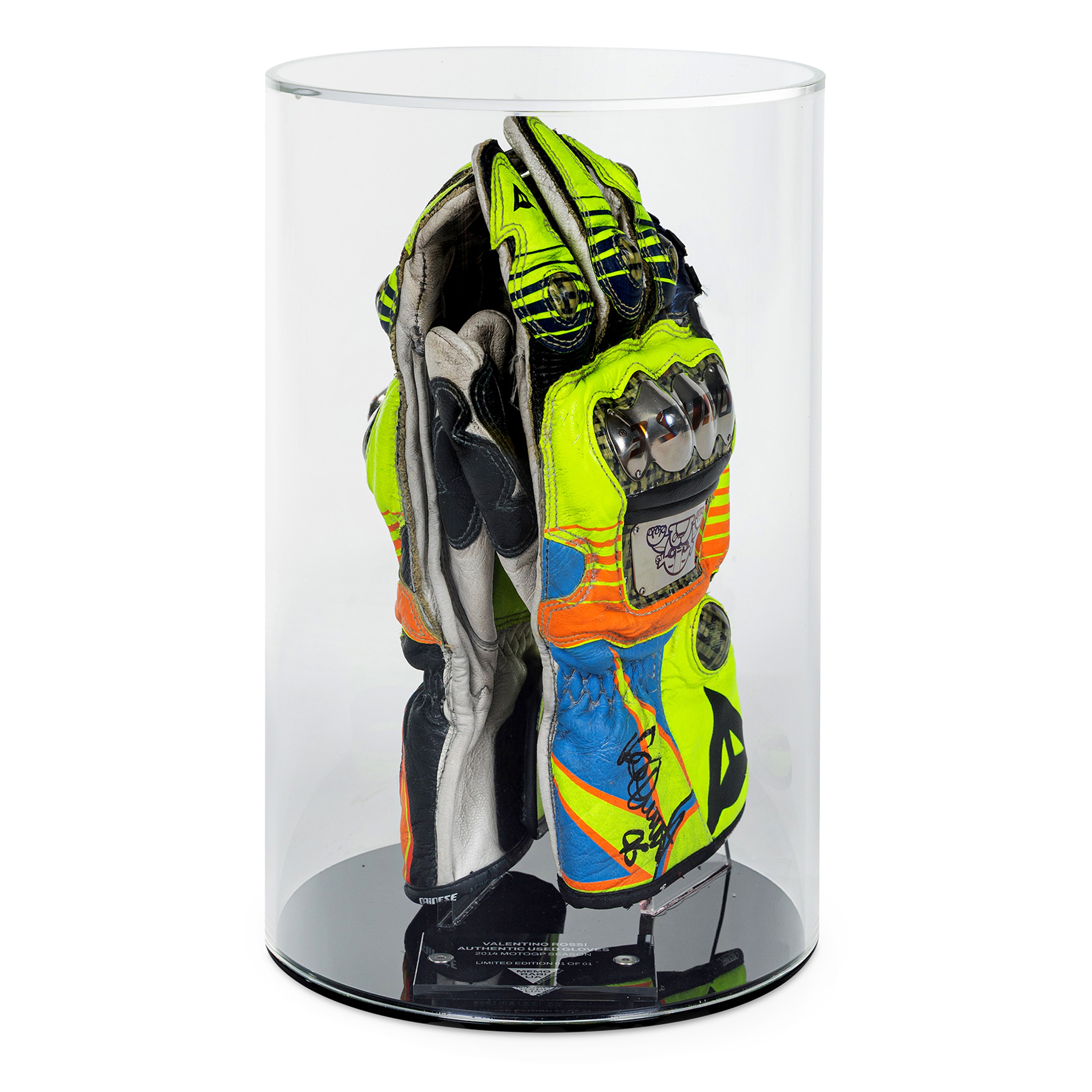 LOT 103 - VALENTINO ROSSI-2014 MOTOGP-MOVISTAR YAMAHA-GLOVES-USED-SIGNED