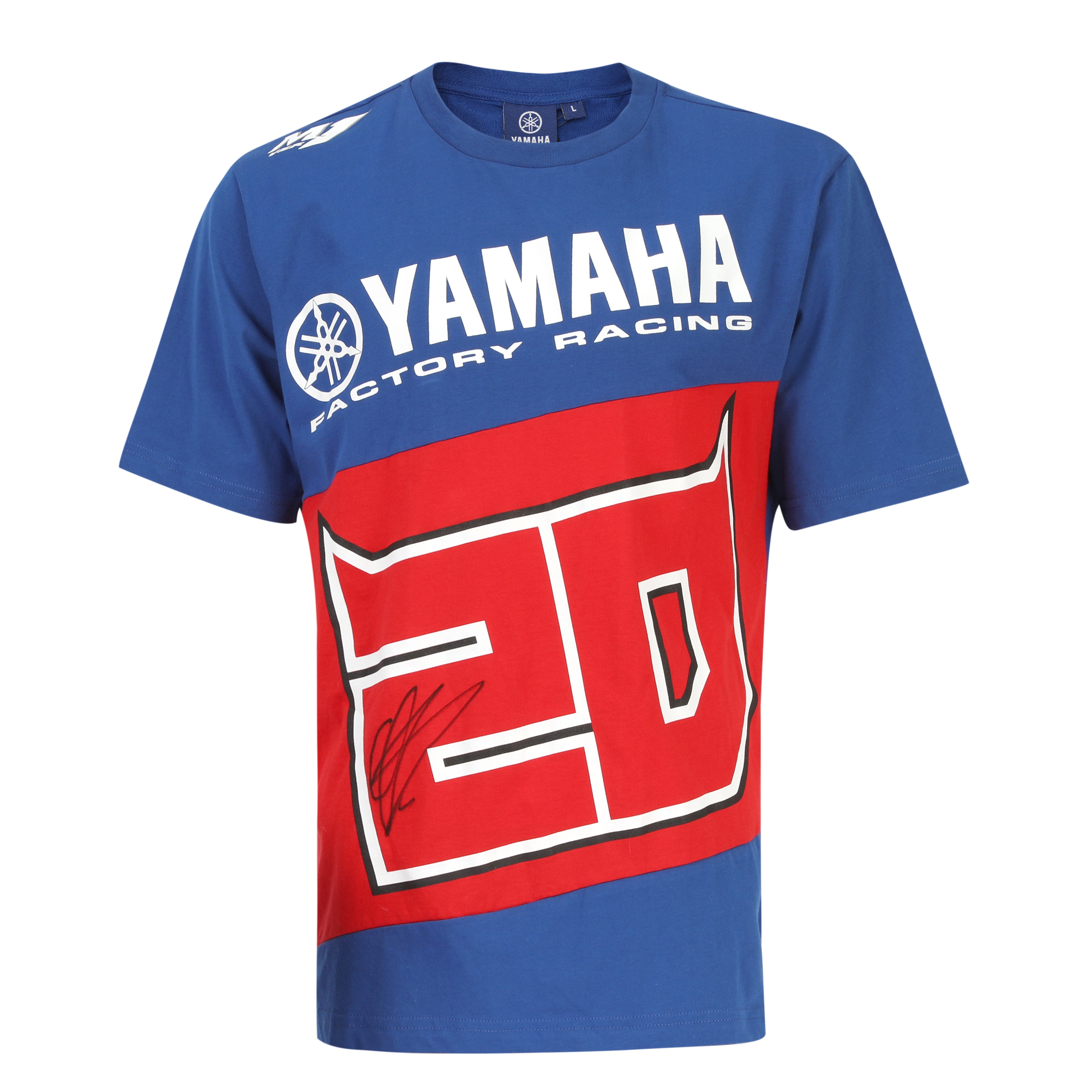 LOT 065 - Fabio Quartararo Signed Bundle – #20 Blue Yamaha Cap & Yamaha Racing T-Shirt (Size Large) – New With Tags