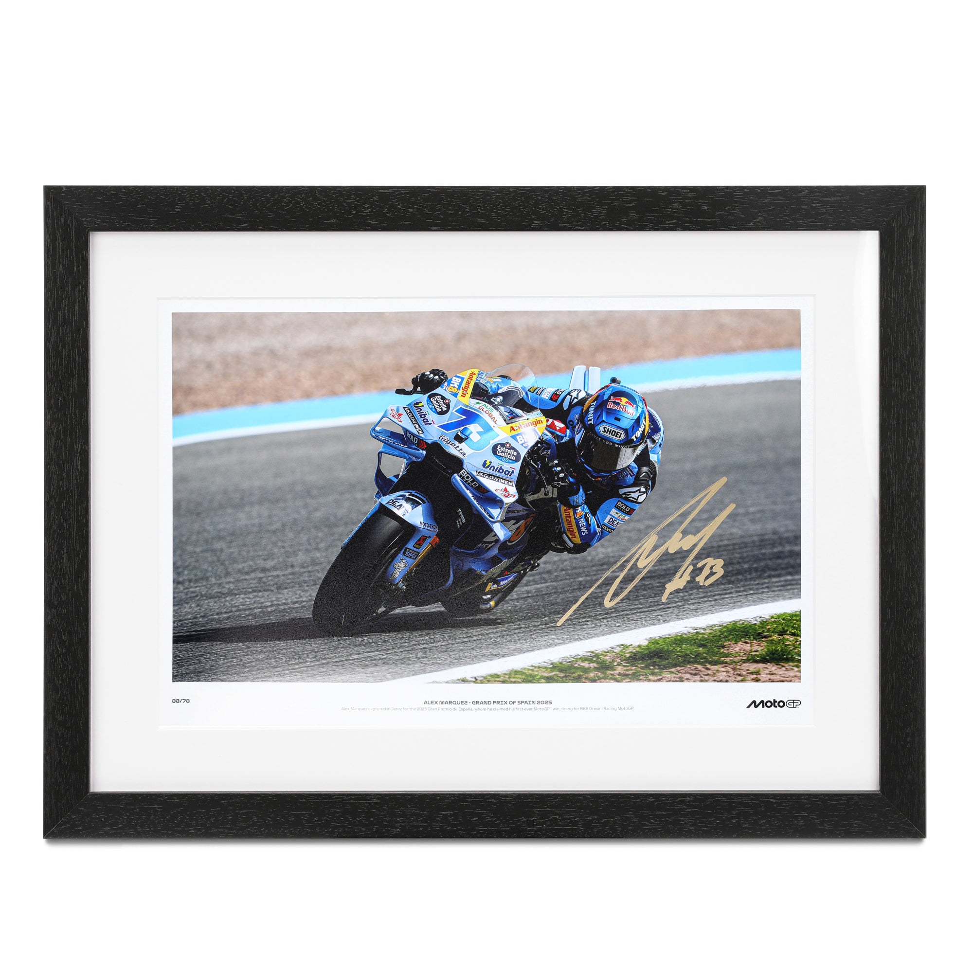 Alex Marquez 2025 Gresini Racing MotoGP ''First Win'' Signed Photo - Spanish GP