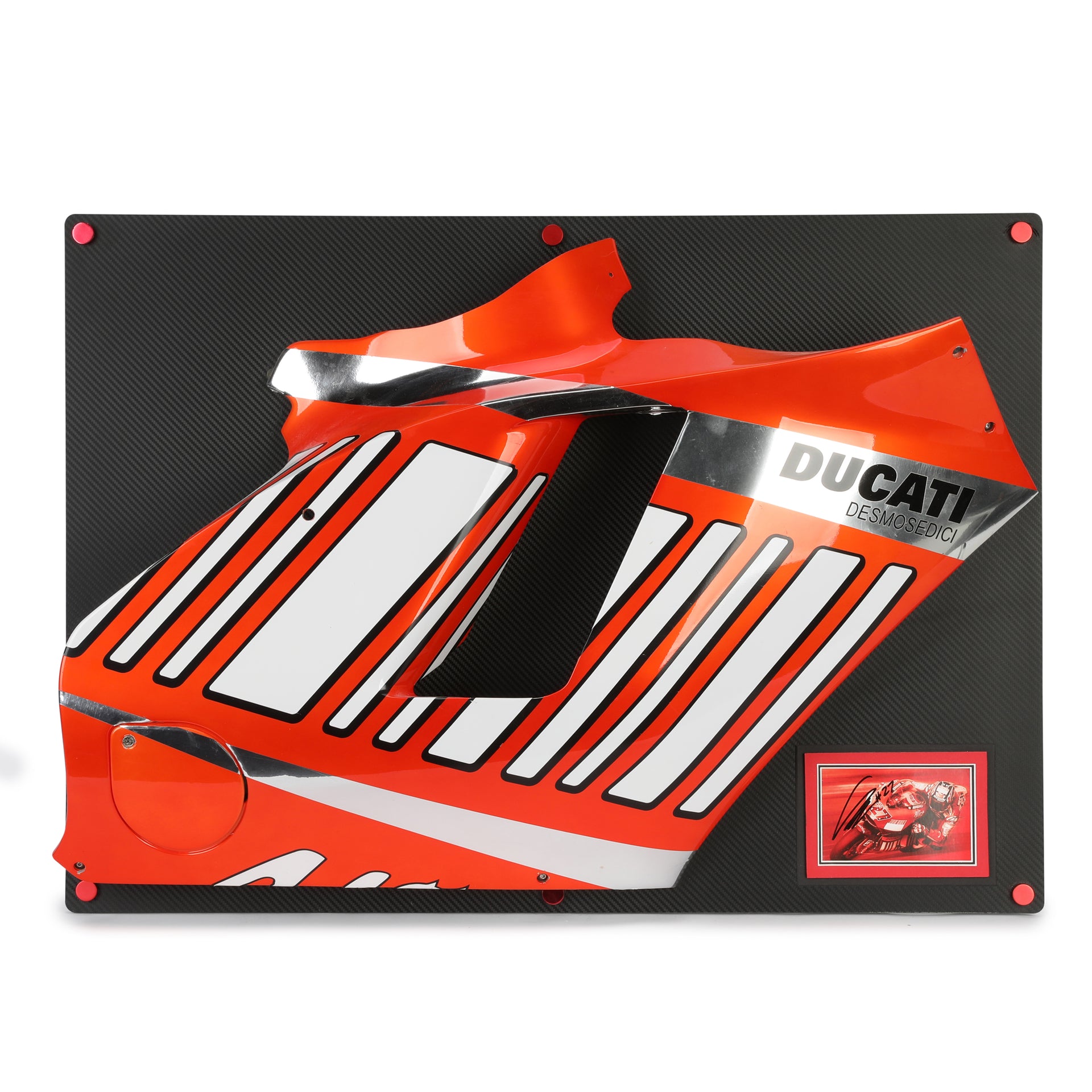 LOT 032 Casey Stoner 2007 Ducati Used Fairing Wall Mounted Display Signature