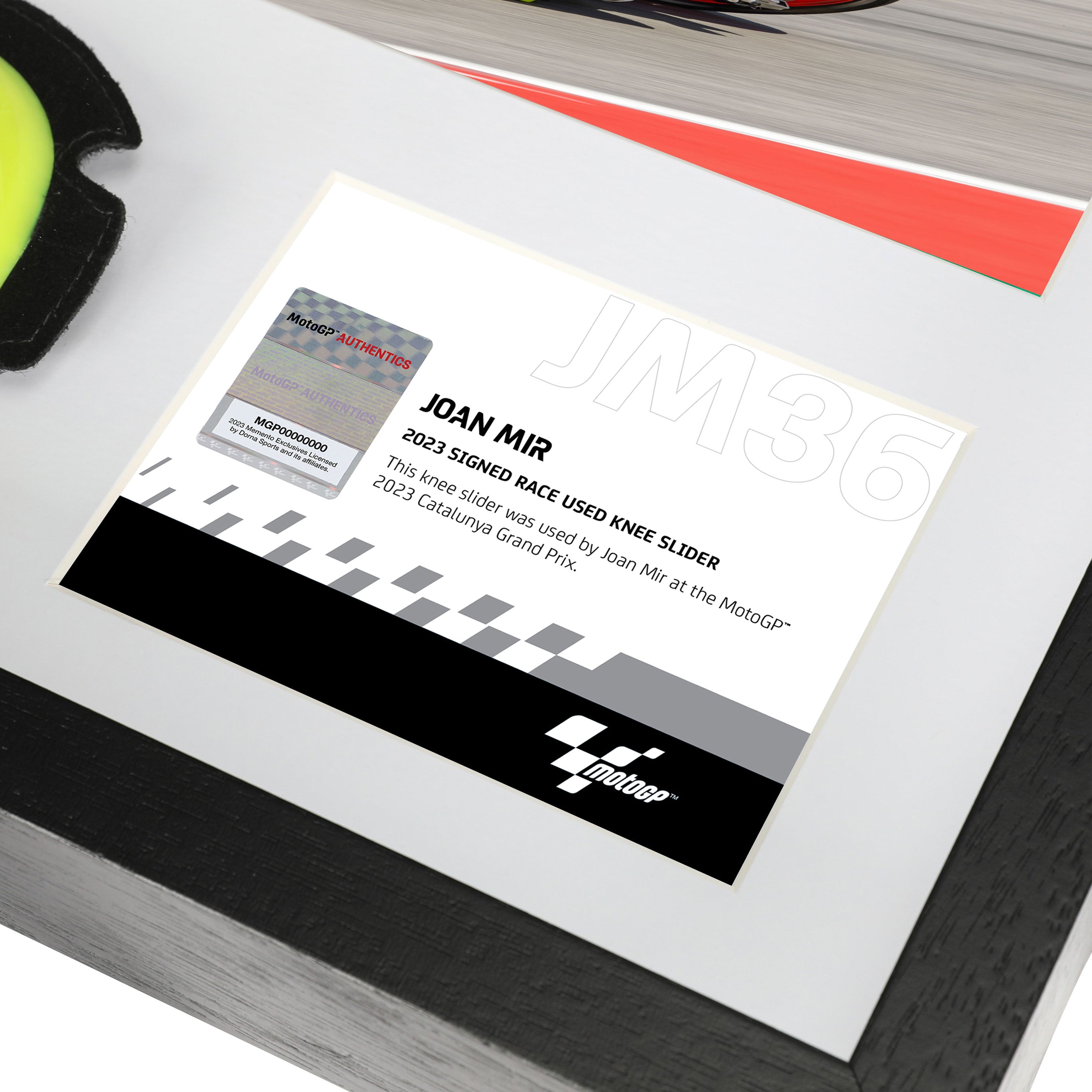 Joan Mir Signed Race-used Knee Slider – Catalunya GP 2023