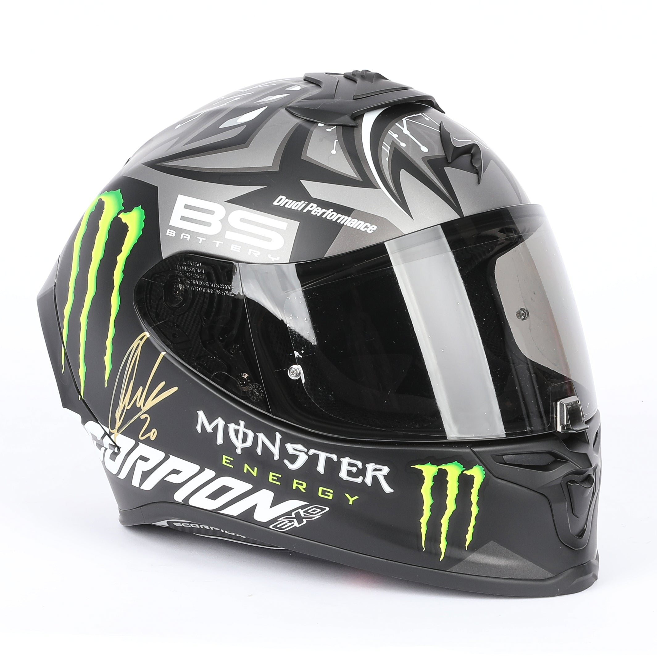 LOT 023 - Fabio Quartararo Scorpion EXO-R1 Air “Fabio Quartararo MotoGP” Matt Black Replica Full-Size Helmet – Signed in Gold