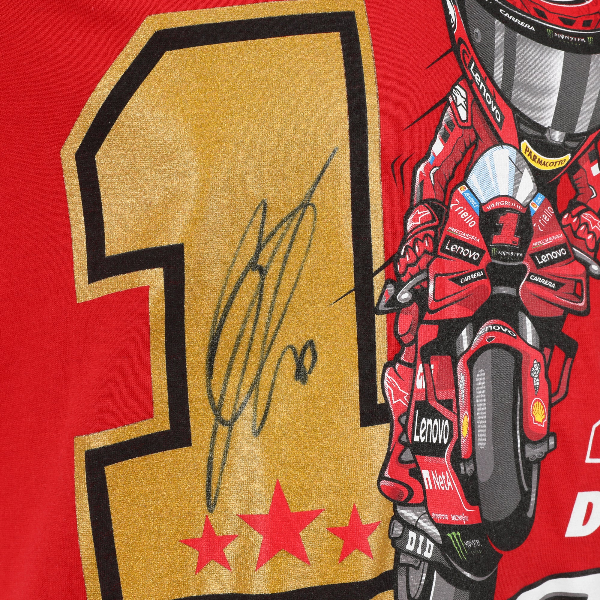 Francesco Bagnaia 2023 Ducati Moto GP Team World Championship Signed T-shirt