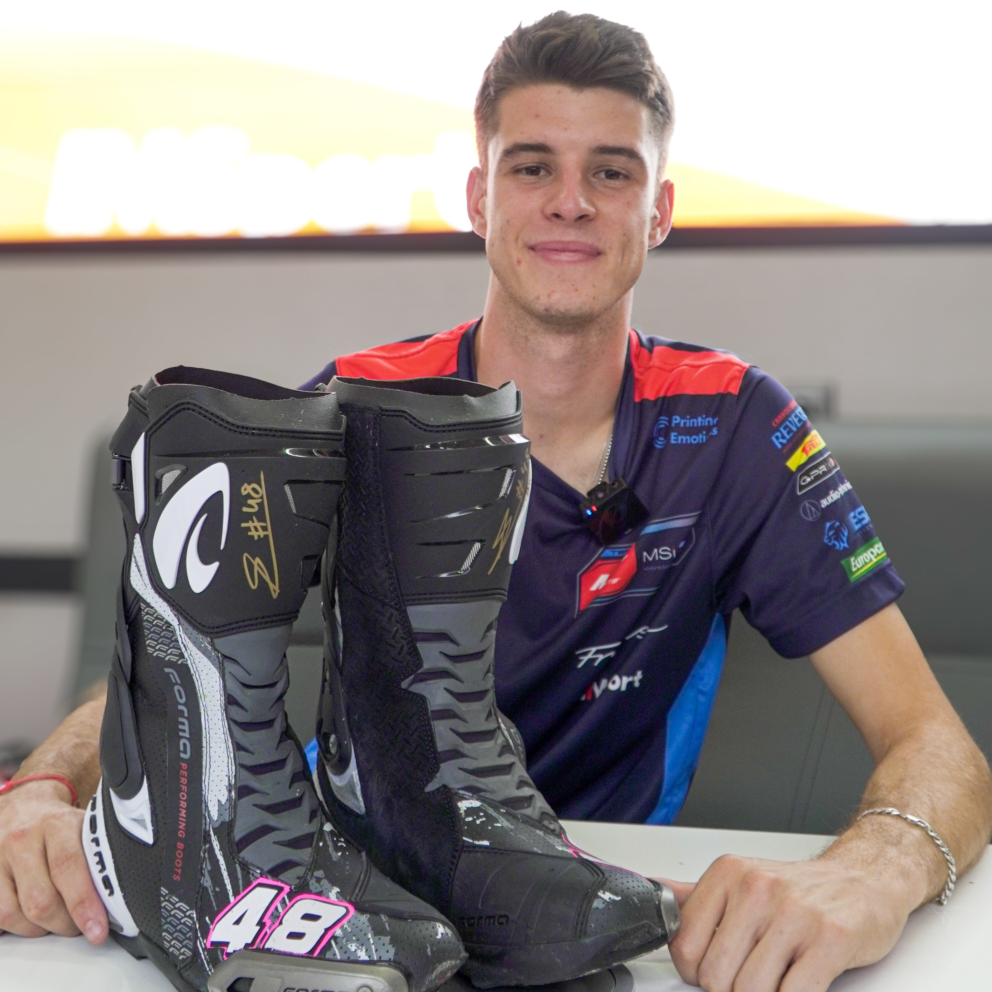 Ivan Ortola Signed Race Used Boots – 2023 USA GP