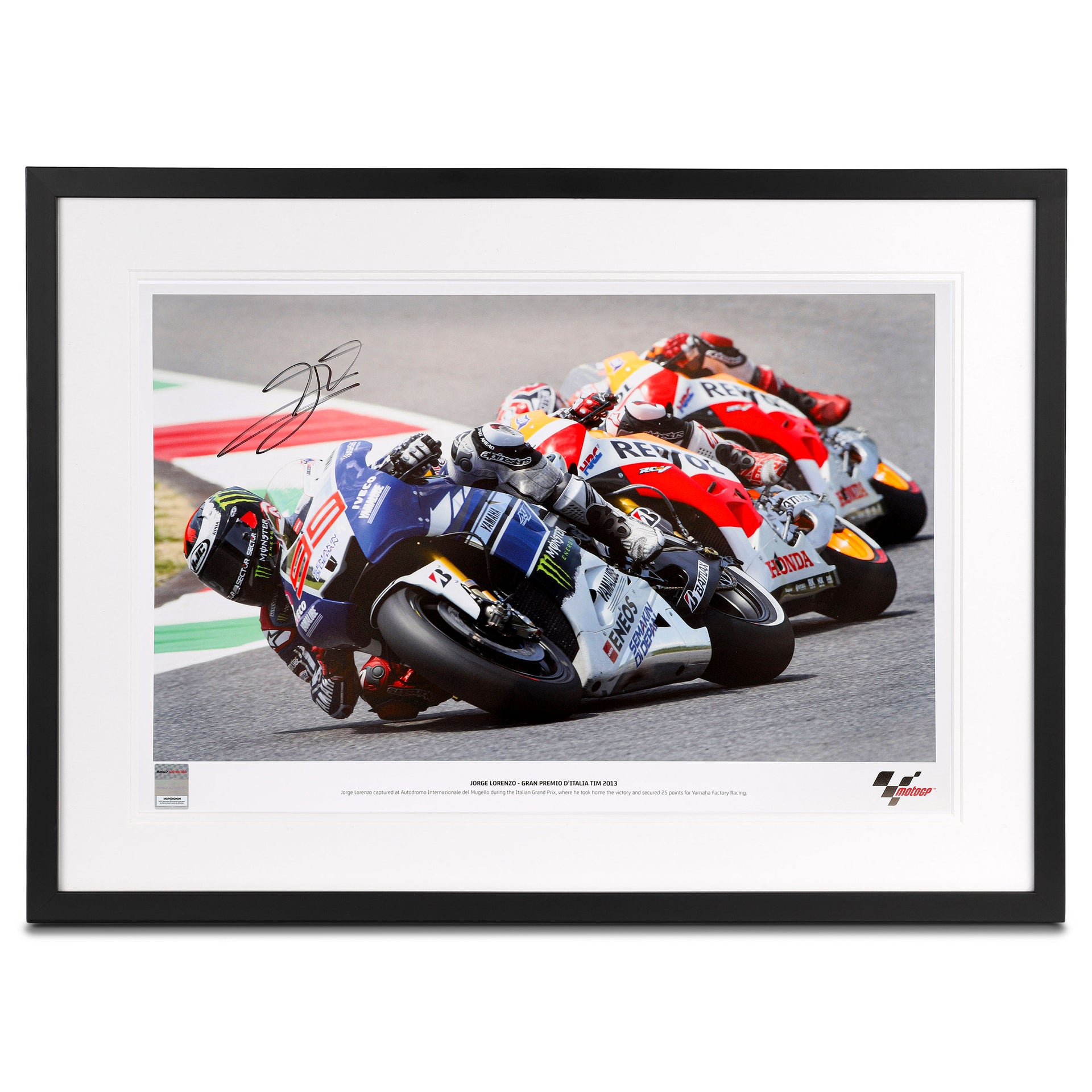 Jorge Lorenzo Signed 2013 Italian Grand Prix Photo Mirco Lazzari