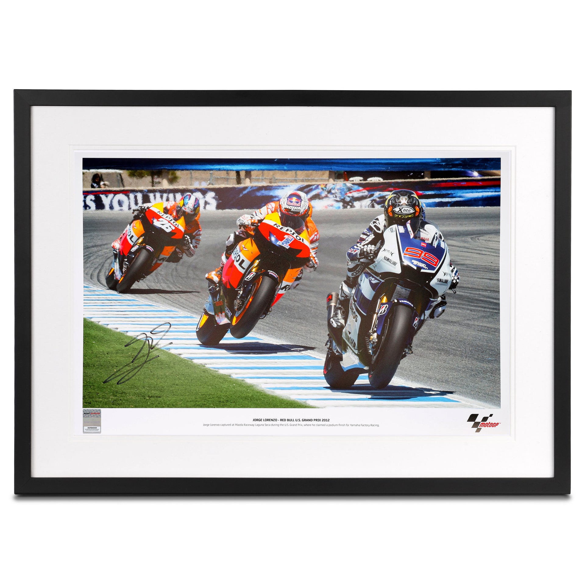 Jorge Lorenzo Signed 2012 United States Grand Prix Train Photo Mirco Lazzari