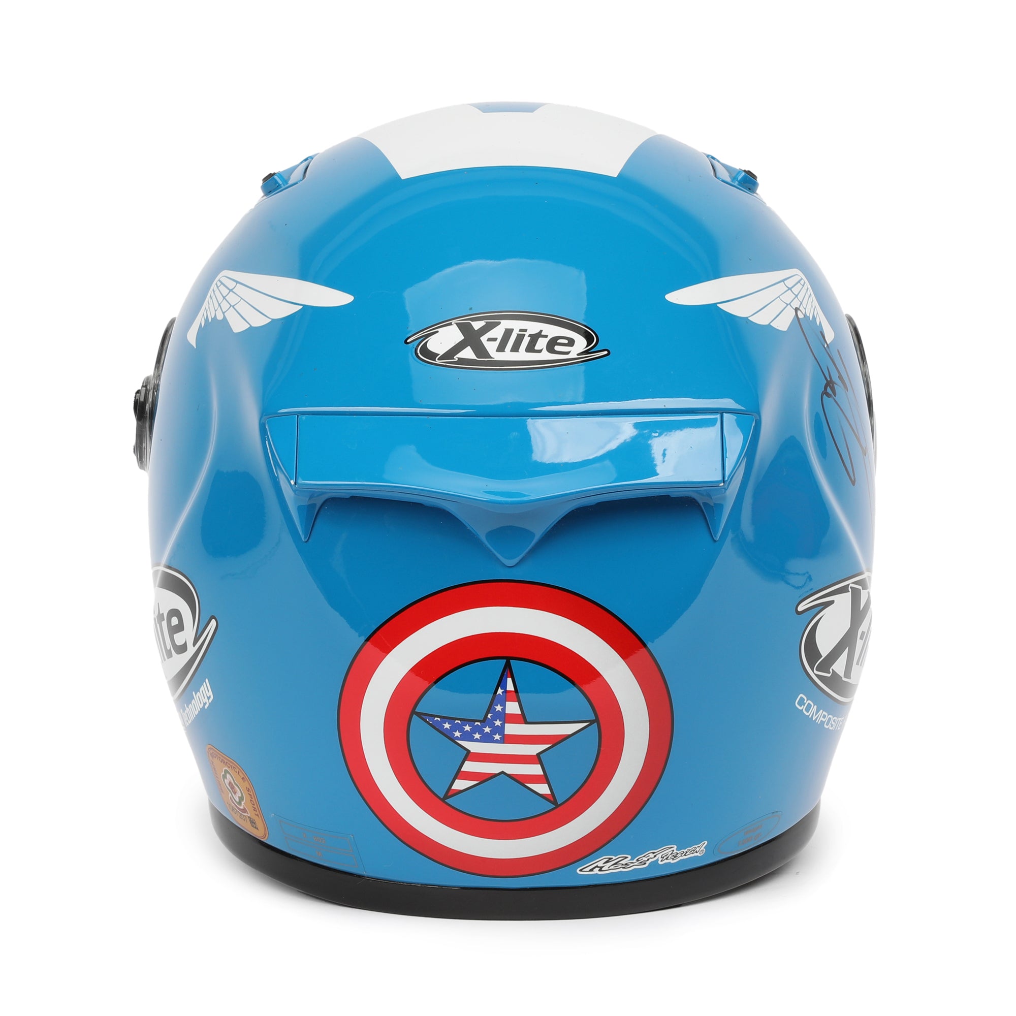 LOT 124 - Jorge Lorenzo Signed Full-Size Replica X-Lite X-802 Helmet - Captain America - 2009