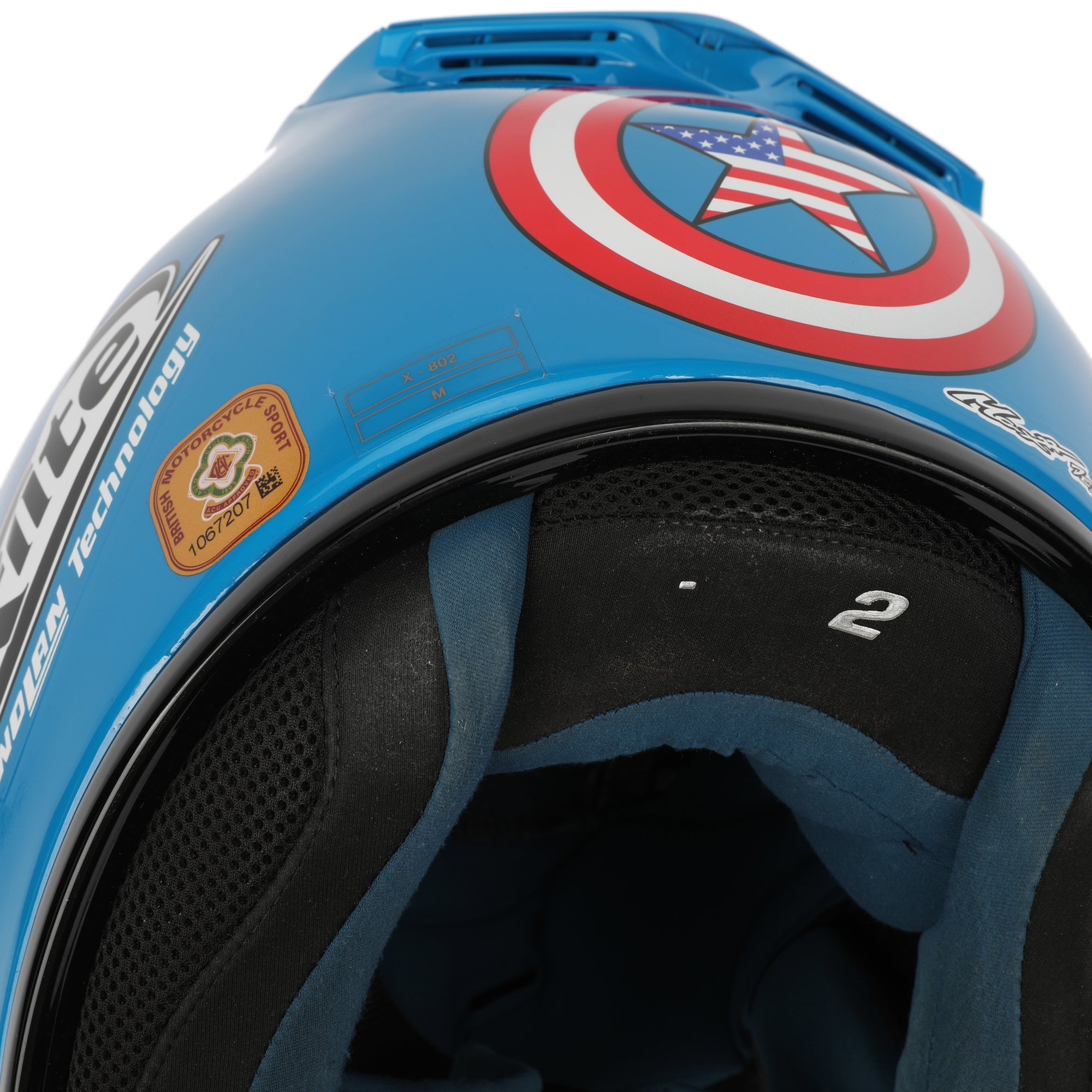 LOT 124 - Jorge Lorenzo Signed Full-Size Replica X-Lite X-802 Helmet - Captain America - 2009