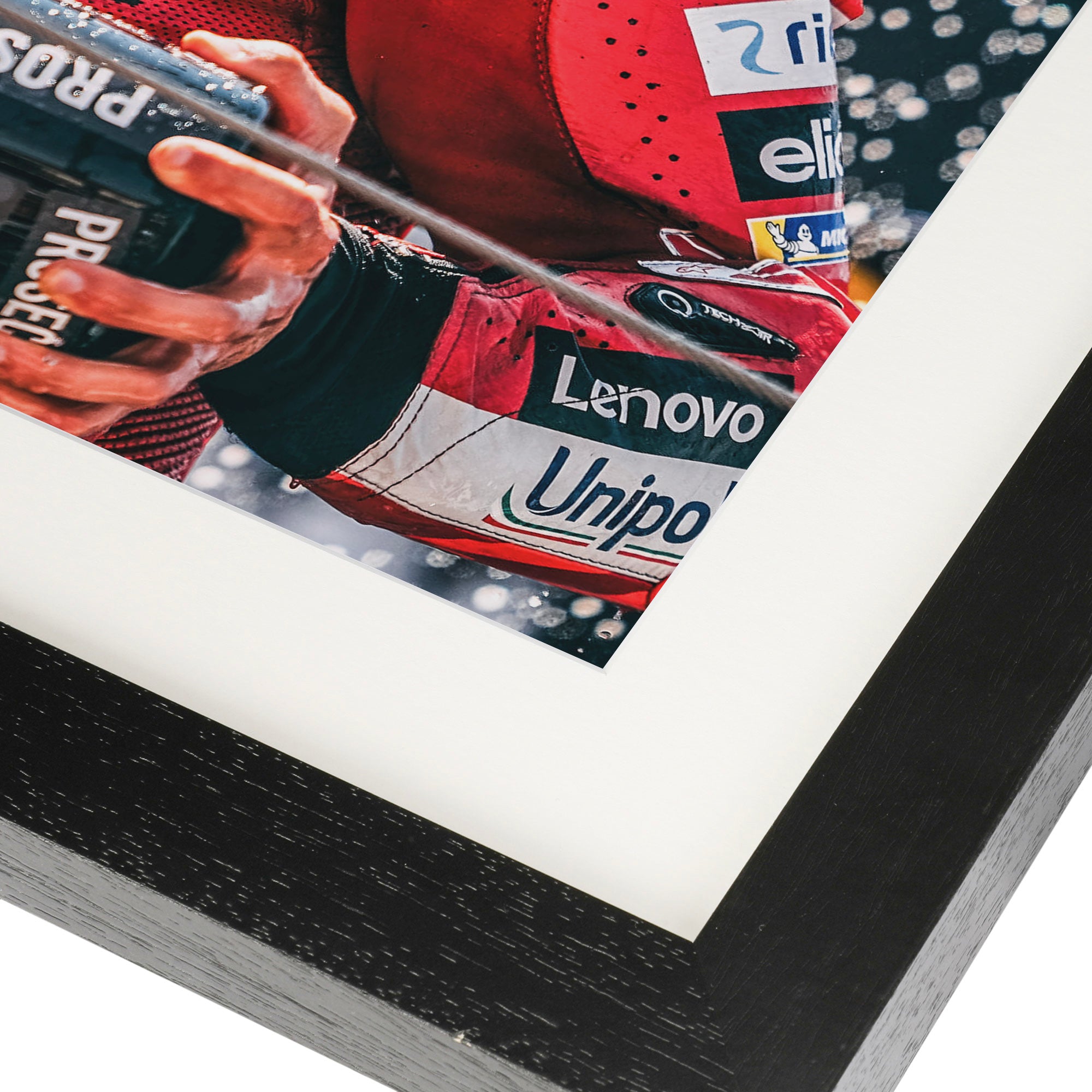 Marc Marquez Ducati Lenovo Podium Celebration Framed Print - Aragon 2025