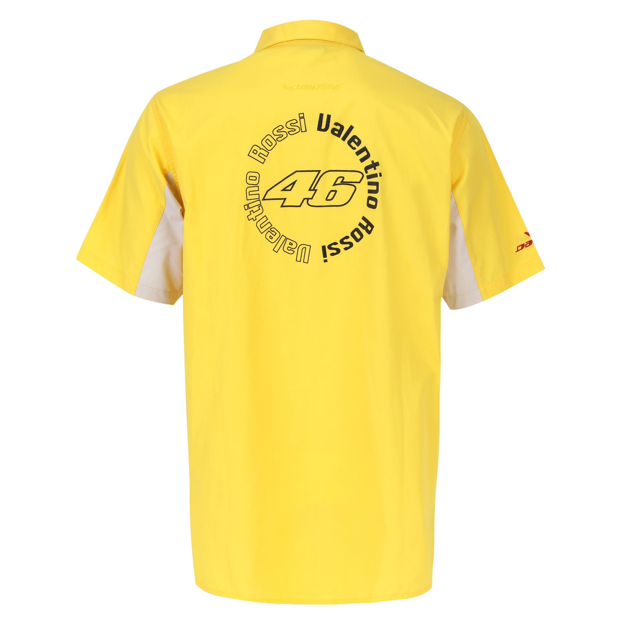 LOT 060 - Valentino Rossi Official VR46 Yellow Pit Crew Shirt – Size Medium – Signed