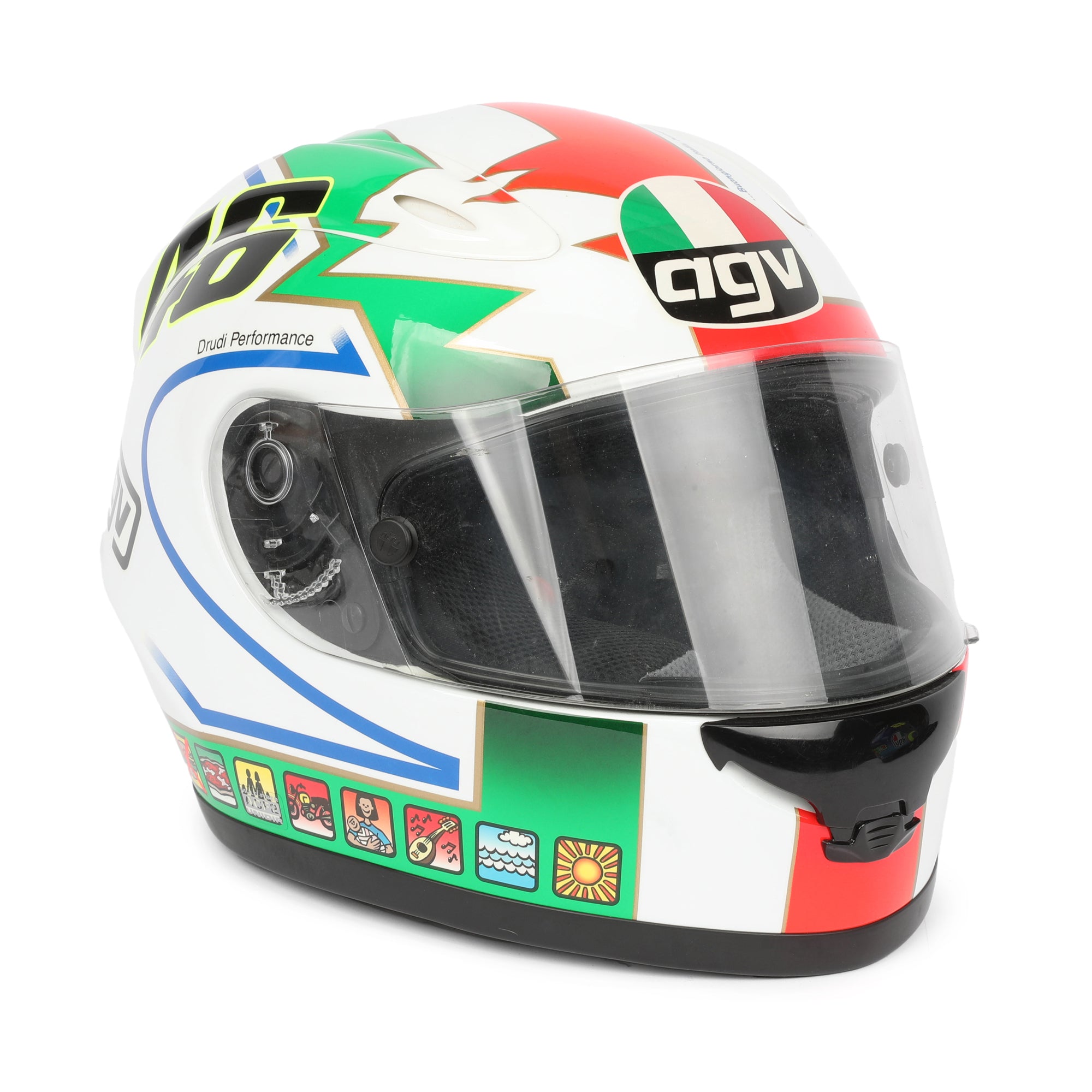 LOT 123 - Valentino Rossi Signed Full-Size Replica AGV XR2 Helmet - Mugello Icons - 2002